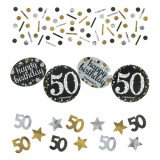 Konfetti 50 - Schwarz Gold Silber - 3 Sorten - 34 Gr.