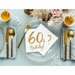 Servietten 60th Birthday - Weiß Gold - 33 x 33 cm - 20 St.