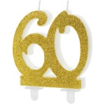 Zahlenkerze 60 - Gold - 8 cm