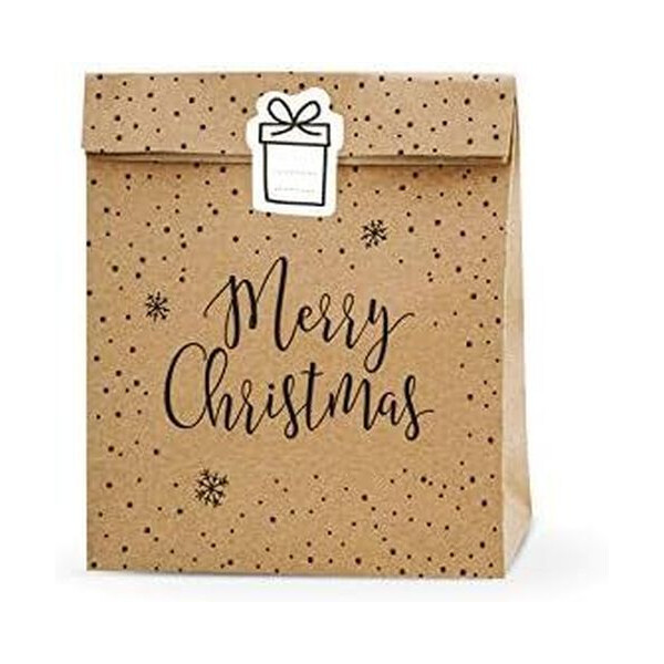 Wundertüte Weihnachten Merry Christmas Natur, gefüllt, ca. 25x11x25 cm