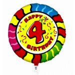 Folienballon Happy 4th Birthday - Animaloons - 53 cm