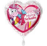 Ballongruß: Herz Hurra Schule - Einhorn - 35 cm