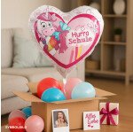 Ballongruß: Herz Hurra Schule - Einhorn - 35 cm