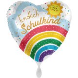Ballongruß: Herz Endlich Schulkind - Regenbogen...