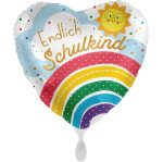 Ballongruß: Herz Endlich Schulkind - Regenbogen Sonne - 35 cm