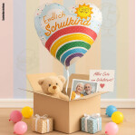 Ballongruß: Herz Endlich Schulkind - Regenbogen Sonne - 35 cm