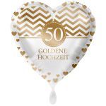 Ballongruß: Herz 50 Goldene Hochzeit - 35 cm
