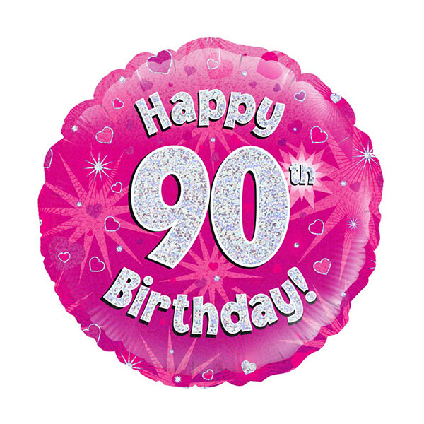 Folienballon Happy 90th Birthday - Pink - 45 cm
