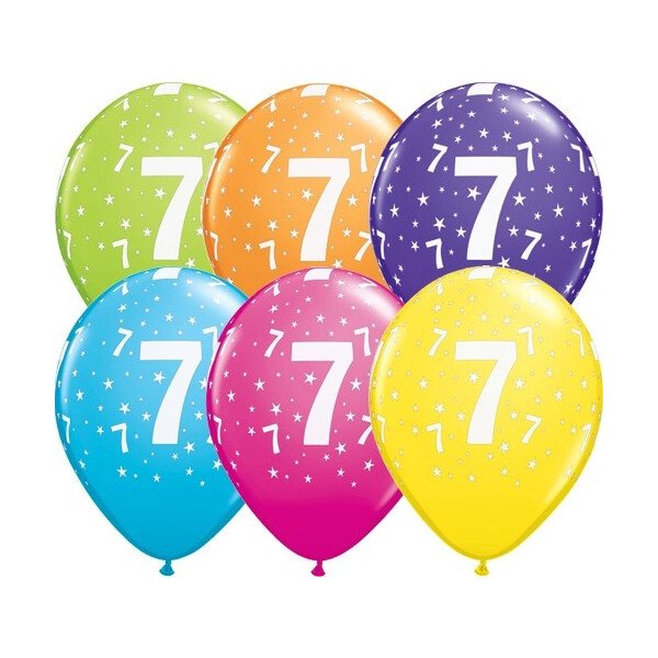 6 Zahlenballons 7 - Tropical - 30 cm