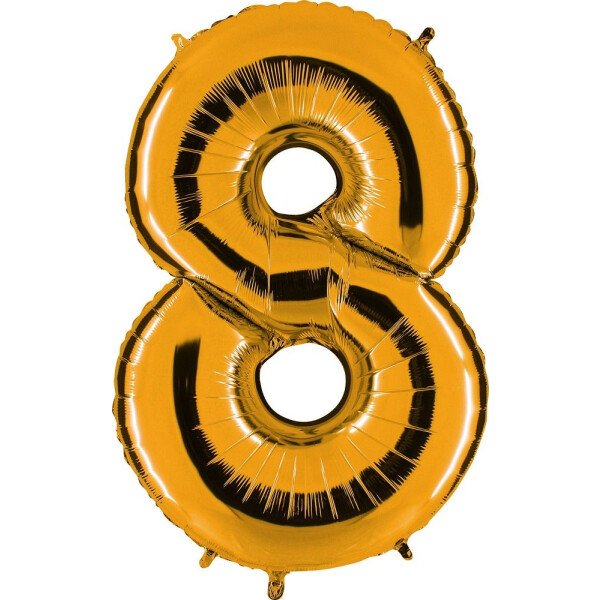 Ballongruß: Riesenzahl 8 - Gold - 75 cm