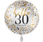Ballongruß: Hello 30 Glückwunsch - 35 cm