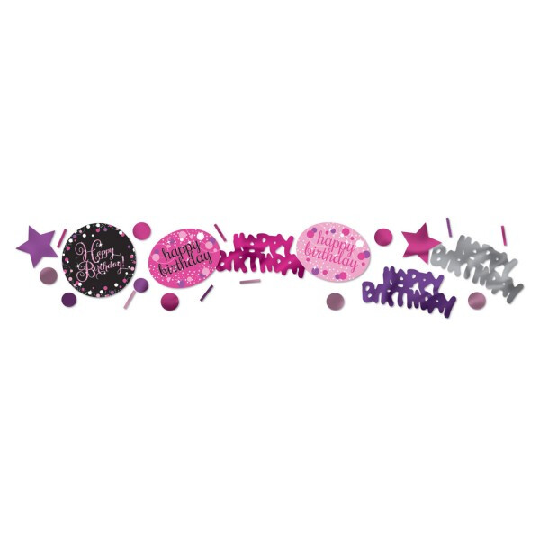 Konfetti Happy Birthday- Pink Schwarz - 3 Sorten - 34 GR.