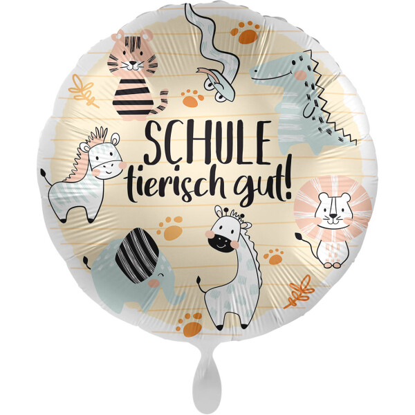 Folienballon Schule tierisch gut -  45 cm