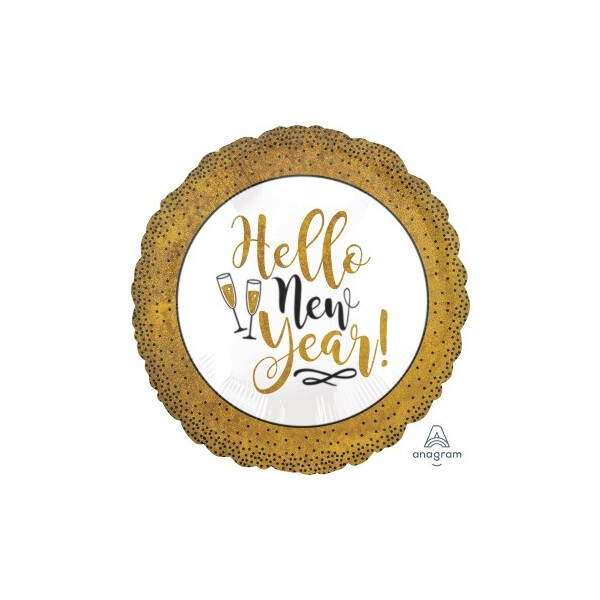 Folienballon Hello New Year! Sektgläser - 45 cm