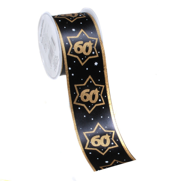 Geschenkband 60 - Schwarz Gold - 3 Meter