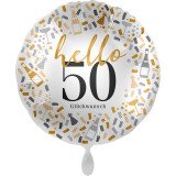 Folienballon hello 50 Glückwunsch - 45 cm
