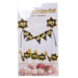 Cake Topper Tortendeko 60 - Schwarz Gold - 9 tlg.