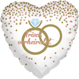 Folienballon Frisch verheiratet - Eheringe - 45 cm