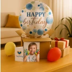 Ballongruß: Happy Birthday - Lucky Dots Blau - 35 cm