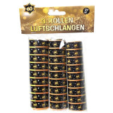 Luftschlangen 60 - SChwarz Gold - 3 Rollen