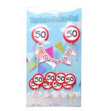 Cake Topper Tortendeko 50 - Verkehrsschild - 9 tlg.