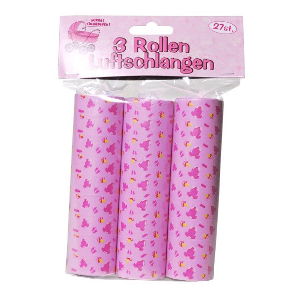 Luftschlangen Baby - Rosa - 3 Rollen
