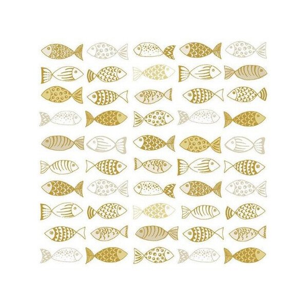 Servietten Fische - Weiß Gold - 33 x 33 cm - 20 St.