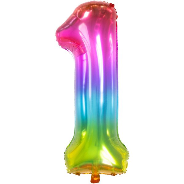 Ballongruß: Riesenzahl 1 - Bunt - 75 cm