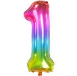 Ballongruß: Riesenzahl 1 - Bunt - 75 cm