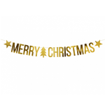 Girlande Merry Christmas - Sterne Tannenbaum - Gold - 1,5 Meter