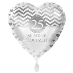 Ballongruß: Herz 25 Silberne Hochzeit  - 35 cm