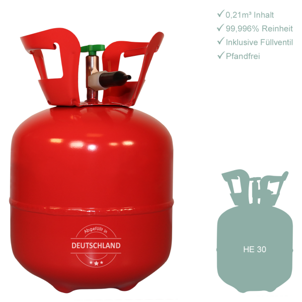 Ballongas Helium Einweg-Kartusche 0,21 cbm Mittel