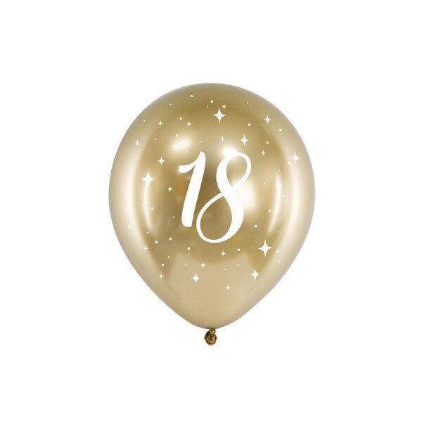 6 Ballons 18 - Chrome Gold - 30 cm