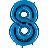 Folienballon Zahl 8 - Blau - 100 cm