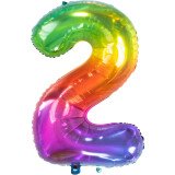 Ballongruß: Riesenzahl 2 - Bunt - 75 cm