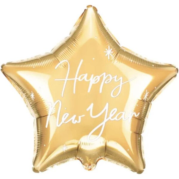 Ballongruß: Happy New Year Stern - Gold - 35 cm