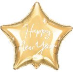 Ballongruß: Happy New Year Stern - Gold - 35 cm