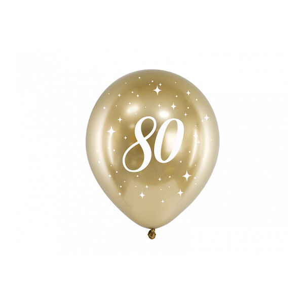 6 Ballons 80 - Chrome Gold - 30 cm