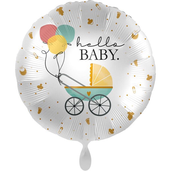 Folienballon hello Baby - Kinderwagen -  45 cm