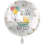 Folienballon hello Baby - Kinderwagen -  45 cm