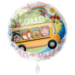 Ballongruß: Hurra Schule! Schulbus - 35 cm