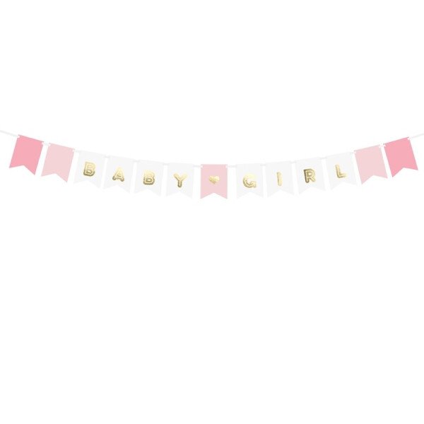Girlande Baby Girl - Rosa Weiß Gold - 1,6 Meter