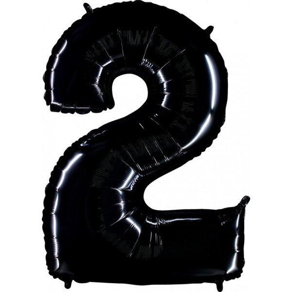 Folienballon Zahl 2 - Schwarz - 100 cm