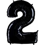 Folienballon Zahl 2 - Schwarz - 100 cm