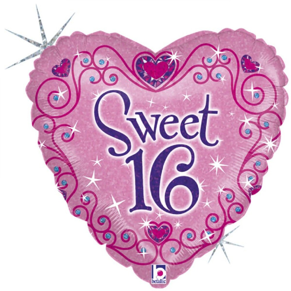 Ballongruß: Herz Sweet 16 - 35 cm