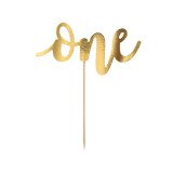 Cake Topper Tortendeko one gold - 19 cm