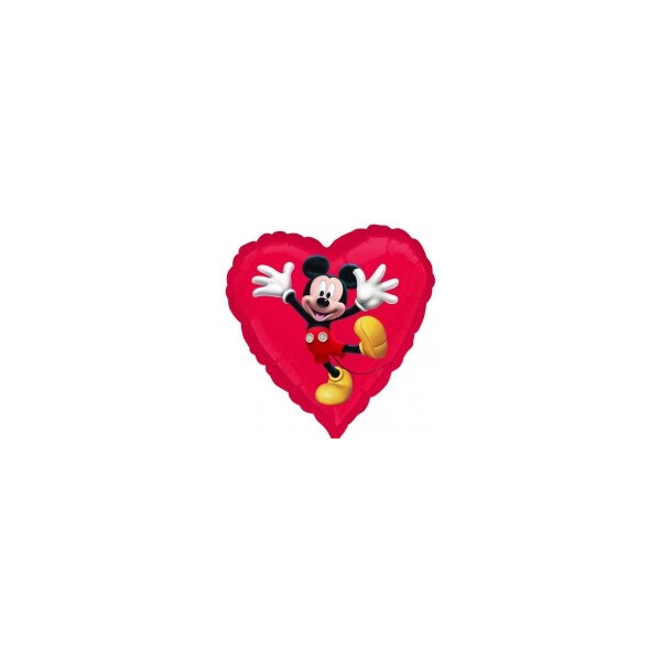 Ballongruß: Herz Mickey Mouse - 35 cm