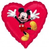 Ballongruß: Herz Mickey Mouse - 35 cm