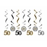 Swirl-Deko 50 - Gold Silber Schwarz -  7 St.