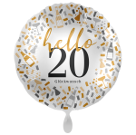 Folienballon hello 20 Glückwunsch - 45 cm